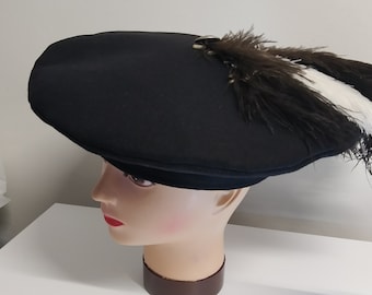 Renaissance hat, landsknecht hat, men hat, costume, renaissance men hat, feather hat, landsknecht feather hat, beret,