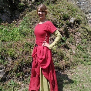 medieval woman dress, linen under dress, handmade buttons, historical costumes,LARP costumes