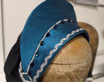 Tudor french hood, renaissance headdress, historical hat, historical costume