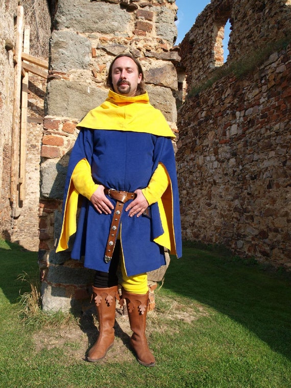 Houpelande medievale pour homme manteau medieval costume medieval costume historique vetement pour homme du 14eme siecle coiffure Etsy France