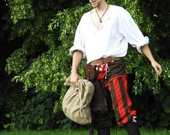 Renaissance Kleidung, Landsknecht Kostüm, deutsche Männer Tracht, Renaissance Soldatenkleidung, Baumwollhemd, Wollhose