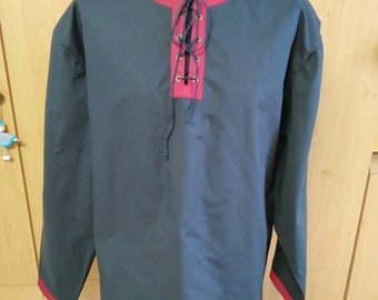 Camisa de algodón, camisa medieval para hombres, traje histórico, traje histórico medieval
