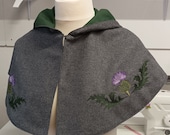 Fantasy costume, woolen cape, elf costum, Cosplay, thistle design, medieval costume