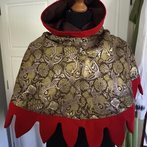 Brocade medieval hood for men and woman, historical costumes, historical accessory, medieval clothing image 6