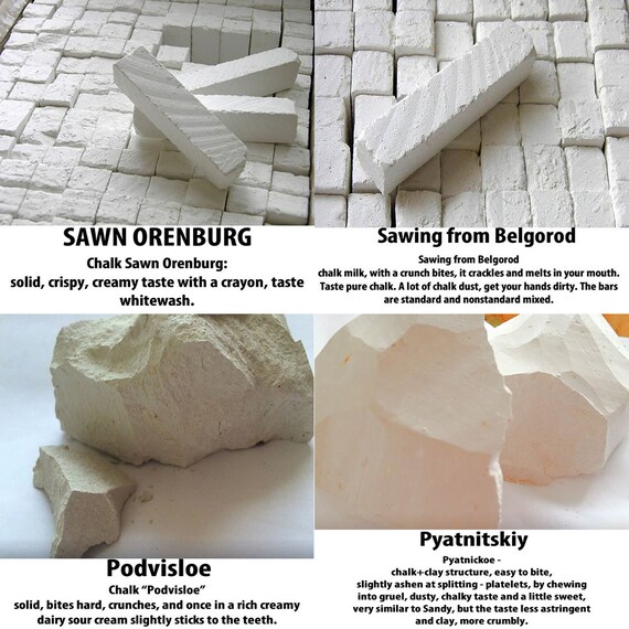 Craie naturelle comestible de craie Russe 450gr. 5/ diff/érents types comestibles morceaux de craie