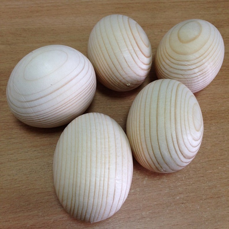 Set of 5 Wooden Eggs Wooden Easter Eggs DIY Unfinished Wood Egg Large