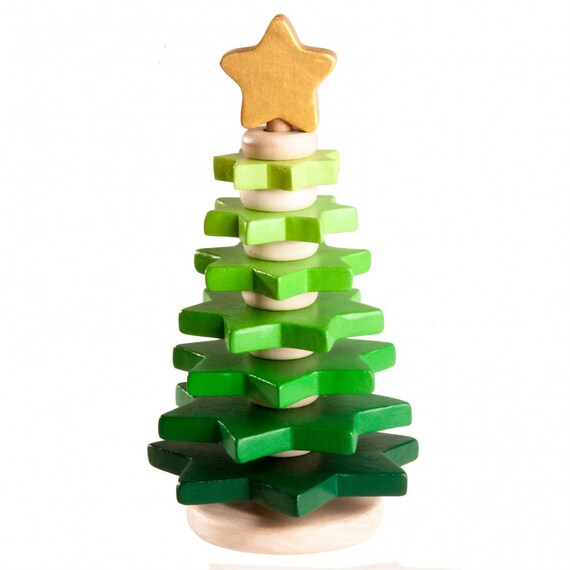 Stacking toy Christmas tree baby toy Green tree Eco Etsy