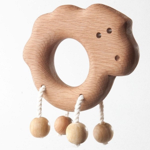 Organic baby rattle wooden teether wooden baby teether Etsy