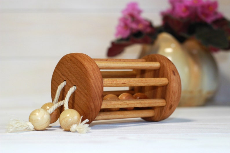 Organic Baby Rattle Toy Natural Wooden Toys Classic Rolling Etsy
