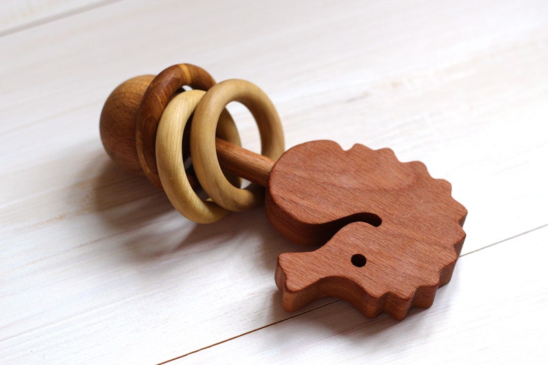 Baby rattle. Organic Wooden Rattle Toy. Wooden rattle Seahorse Etsy