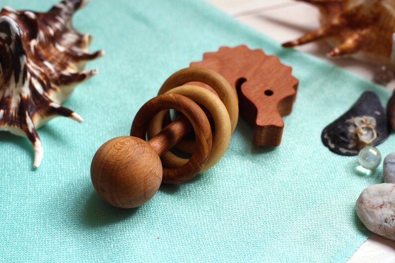 Baby rattle. Organic Wooden Rattle Toy. Wooden rattle Seahorse Etsy