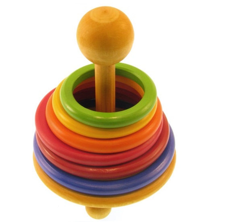 Toddler Rainbow Ring Stacker Toy Wooden Toddler Toy Stacking | Etsy