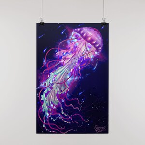 Space Jelly, jellyfish, wall artwork, wall poster, space, ocean, fantasy image 5