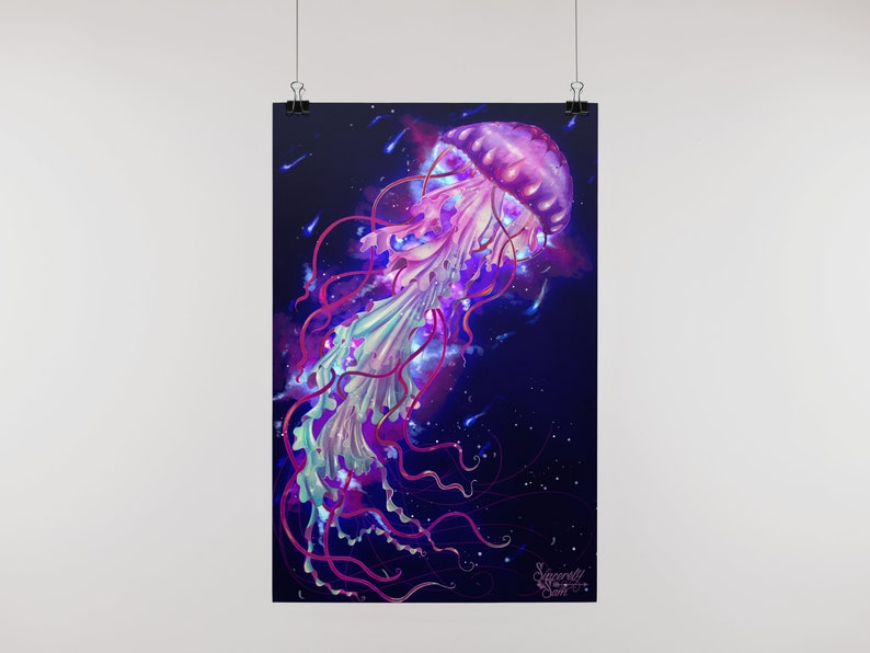 Space Jelly, jellyfish, wall artwork, wall poster, space, ocean, fantasy image 5