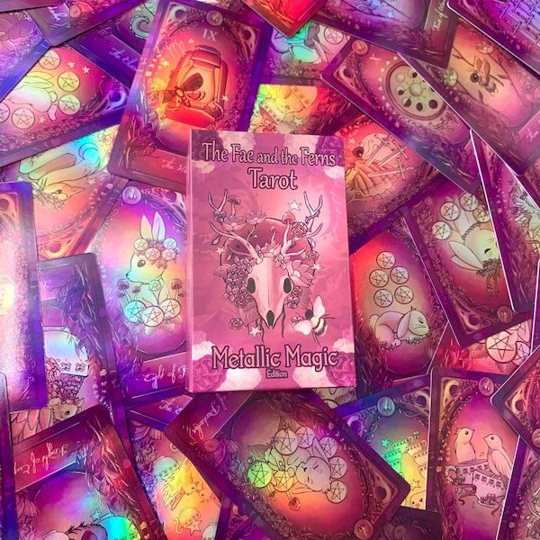 RAINBOW METALLIC magic  The Fae and the Ferns Tarot Deck, divination, intuition *Limited edition*