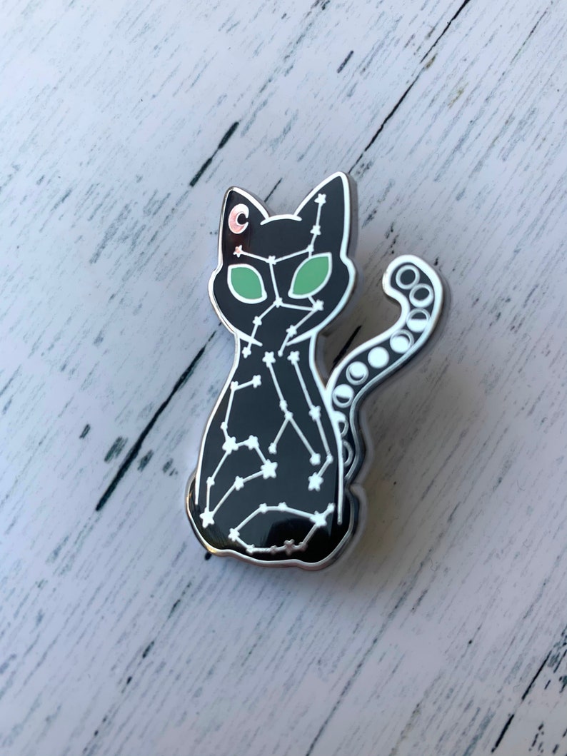 Cat Constellation pin, enamel pin, kitty pin, moon phases, lapel pin, hard enamel, cute cat pin image 9