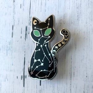 Cat Constellation pin, enamel pin, kitty pin, moon phases, lapel pin, hard enamel, cute cat pin image 5