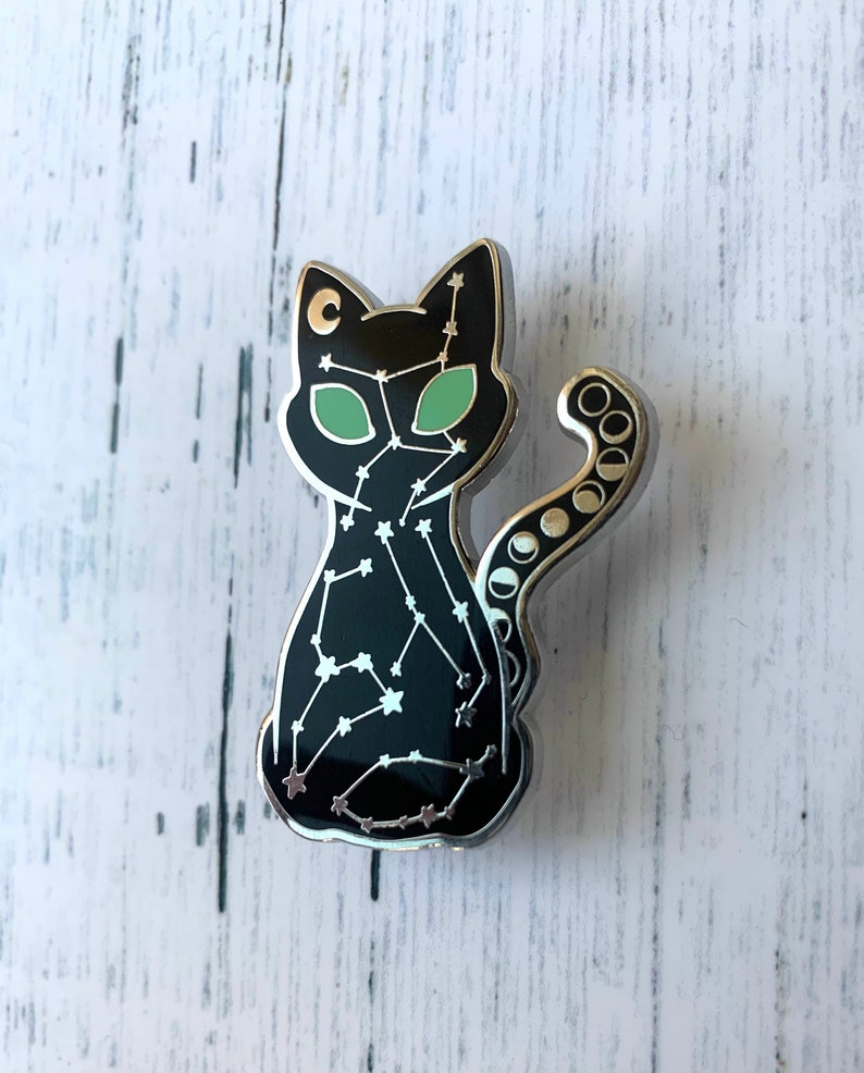 Cat Constellation pin, enamel pin, kitty pin, moon phases, lapel pin, hard enamel, cute cat pin image 5