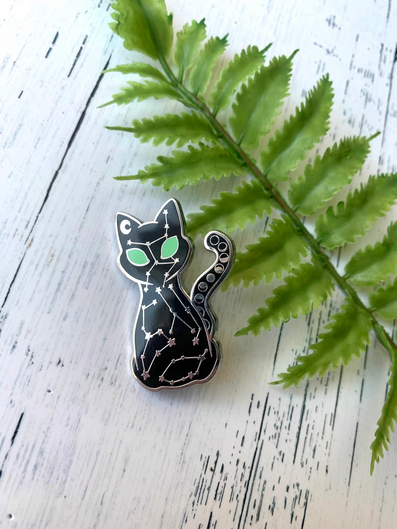 Cat Constellation pin, enamel pin, kitty pin, moon phases, lapel pin, hard enamel, cute cat pin image 4