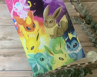 Eeveelutions, pokemon, hangable art, art print, poster, video game art