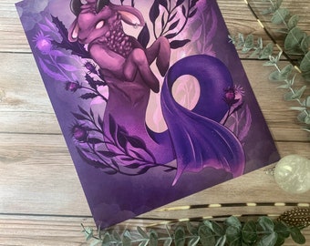 Capricorn, astrology, zodiac, wall art poster, floral, illustration, wall artwork