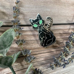 Cat Constellation pin, enamel pin, kitty pin, moon phases, lapel pin, hard enamel, cute cat pin image 1