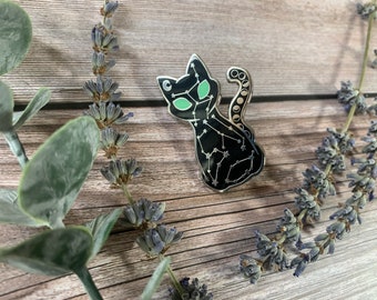 Cat Constellation pin, enamel pin, kitty pin, moon phases, lapel pin, hard enamel, cute cat pin