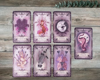 SILVER EDGES The Reigning Rouge Tarot Deck, booklet, divination, spirituality, tarot cards,