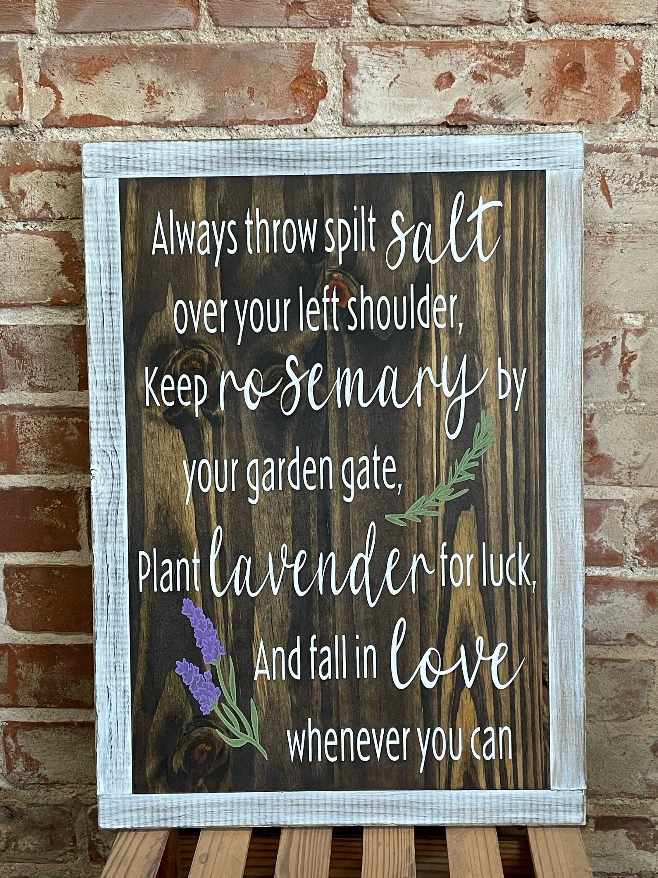 Always Throw Spilt Salt Over Your Left Shoulder Keep Rosemary Etsy