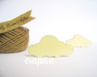 Set of 5 Wooden cloud Unfinished Unpainted wooden gift tag Scrapbook Embellisment Favor bag Gift tags Party