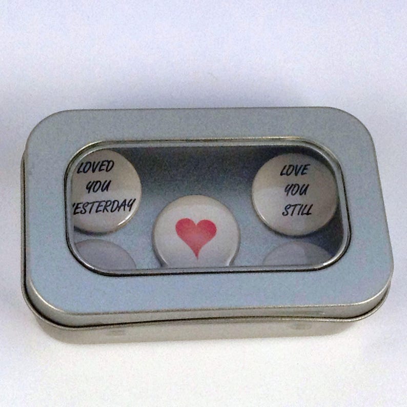 I Love You Anniversary, Valentines Day Gift Magnets complete with gift tin Romantic Gift for Him Her, Handmade image 2