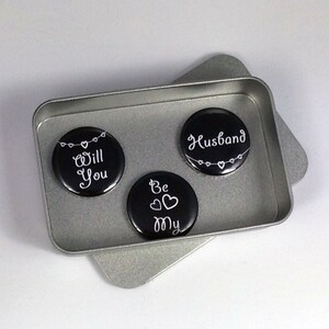 Valentine, 'Will You Be My Husband' Magnet Gift Set with Gift Tin, Handmade, Wedding Proposal Gifts image 1