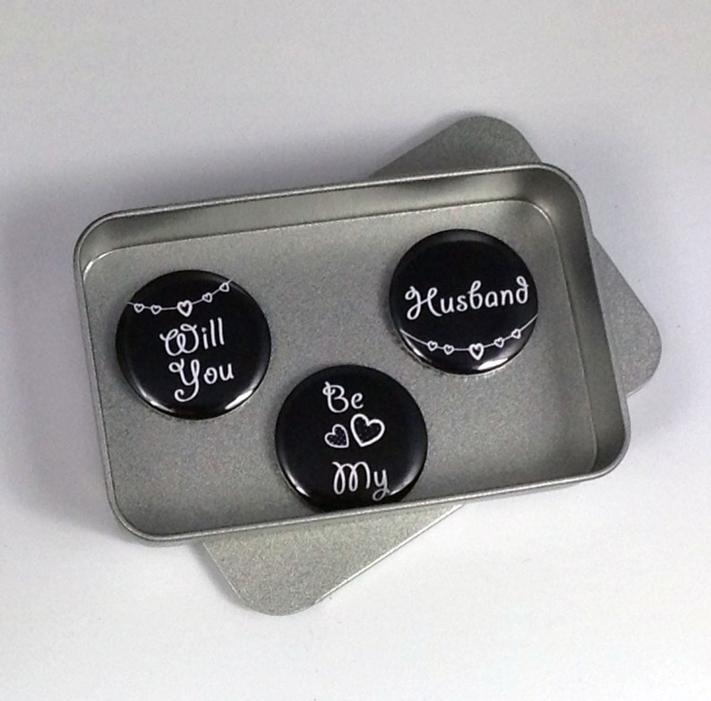 Valentine, 'Will You Be My Husband' Magnet Gift Set with Gift Tin, Handmade, Wedding Proposal Gifts image 1