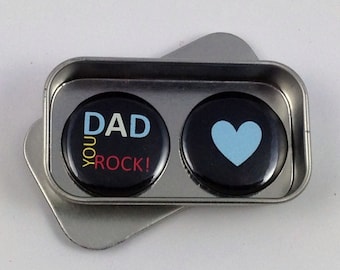 Dad You Rock Magnet Gift Set with Gift Tin Fathers Day Gift Birthday Gift Handmade Keepsake Moment Greeting Card Alternative