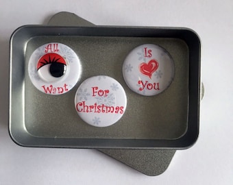 Christmas Love All I Want For Christmas Is You Magnet Gift Set with gift tin Say It With Magnets. Perfect Stocking Filler Gift