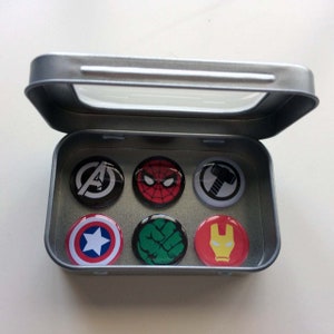 Infinity War Marvel Comic Hereos Fridge Magnets in Gift Tin, 25mm Magnets, 2, 3 & 6 Magnet Sets, Gift for Him, Man Cave, Stocking Filler image 2