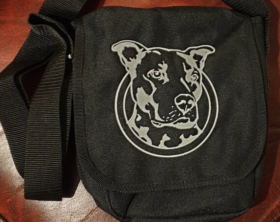 Pit Bull , Staffordshire Bull Terrier ,Bag Reporter Bag Embroidered Messenger Bag, embroidered bag , dog walking bag