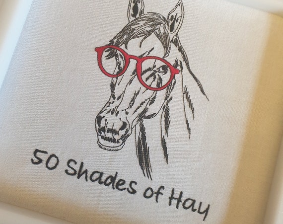Embroidered funny Tea towel ,dish cloth, gift present ,cotton tea towel , Horse Tea Towel , Horse Gift