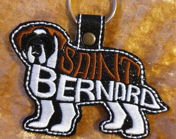 St Bernard embroidered keyring, key fob ,key chain, embroidered keyring, St Bernard Key fob