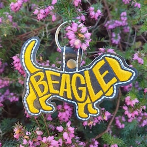 Beagle bestickter Schlüsselring, Schlüsselanhänger, Schlüsselanhänger, bestickter Schlüsselring, Beagle Schlüsselring, Beagle Geschenk,