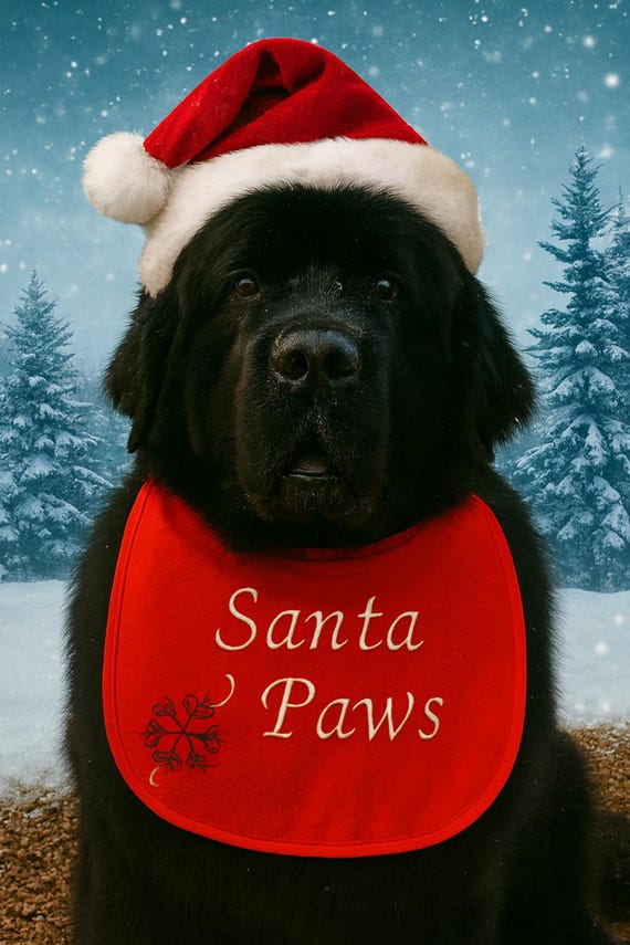 Santa Paws Dog Bib – Christmas Pet Accessory for Large Breeds – Holiday Outfit for Dogs