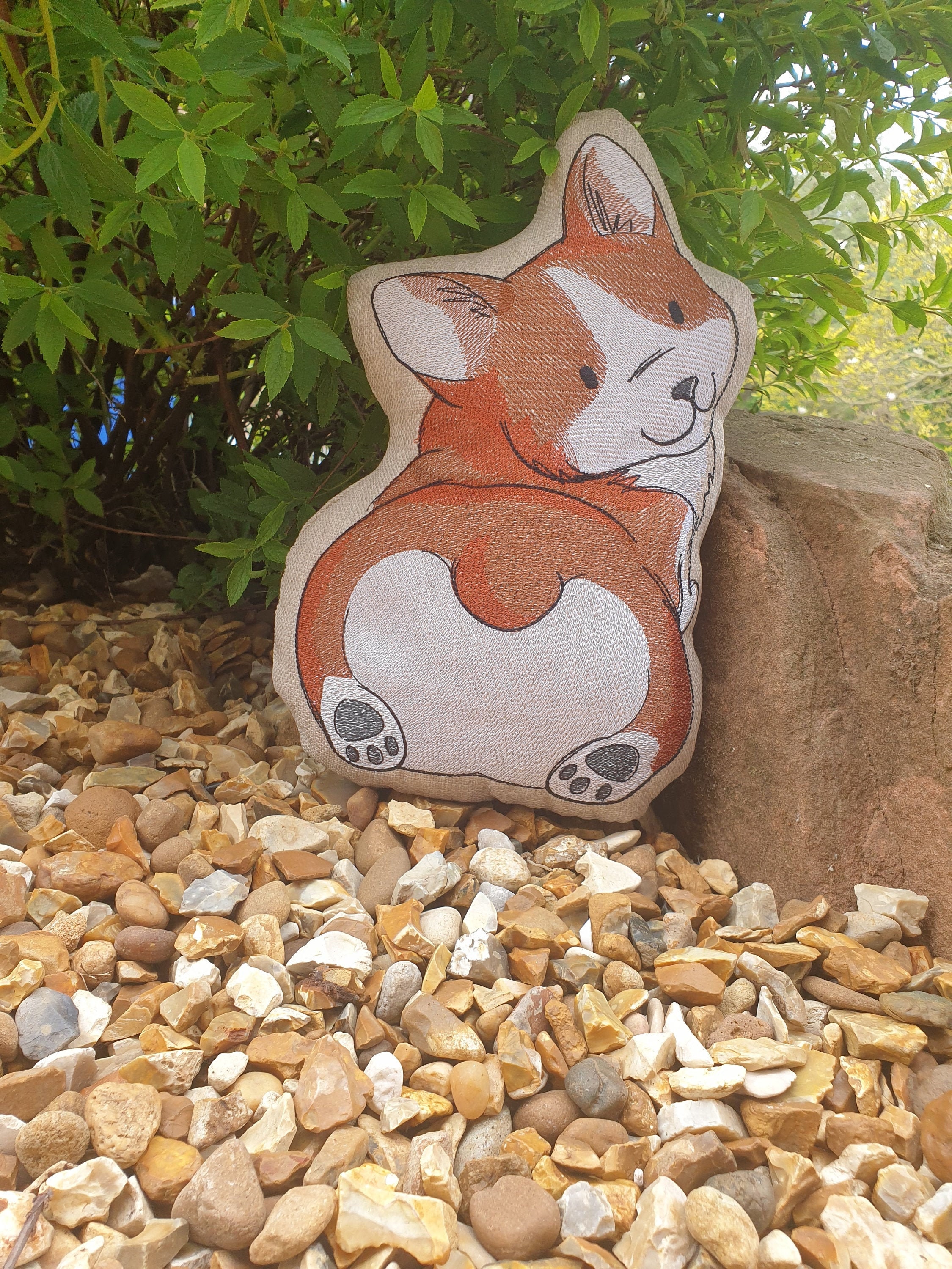 Embroidered Corgi Pillow, Corgi Plush, Corgi Cushion , Corgi Throw , Corgi Gift,