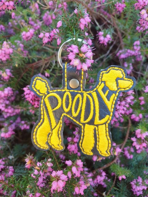 Poodle embroidered keyring ,key fob, key chain, embroidered keyring, Poodle keyring, Poodle gift,