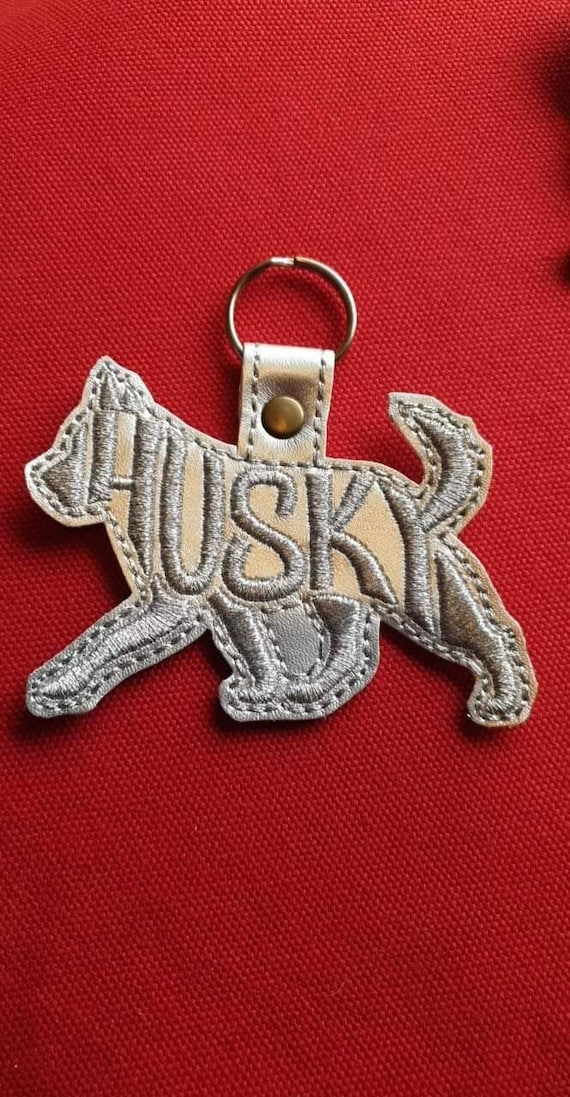 Husky embroidered key ring,  key fob , key chain , embroidered key ring , husky key ring ,