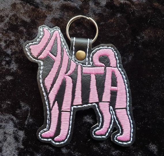 Akita Key ring , embroidered keyring, key fob ,key chain, embroidered keyring, Akita Key fob , Akita Gift ,