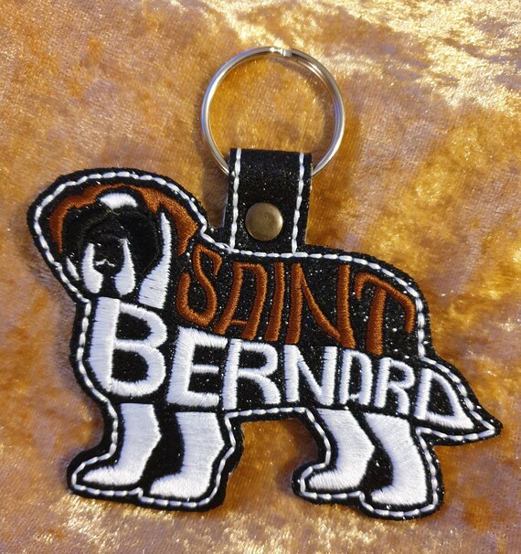 St Bernard embroidered keyring, key fob ,key chain, embroidered keyring, St Bernard Key fob