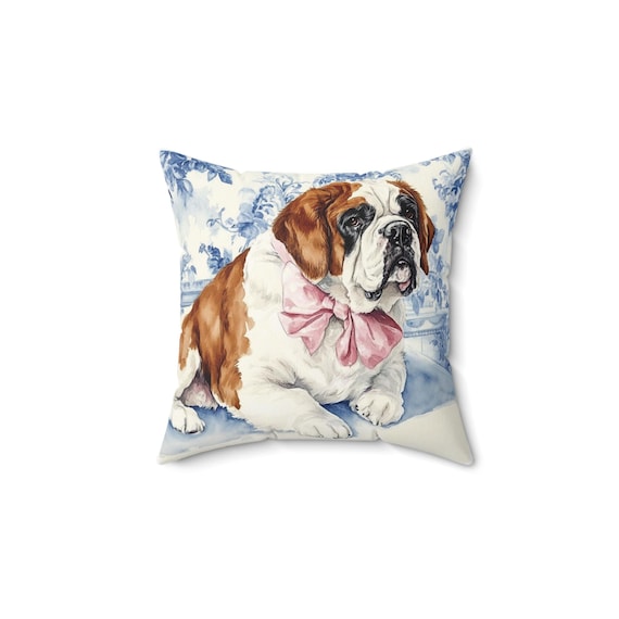 St Bernard Decorative Pillow, Pet Lover Gift, Cozy Home Decor, Dog-Themed Cushion, Cute Animal Throw Pillow