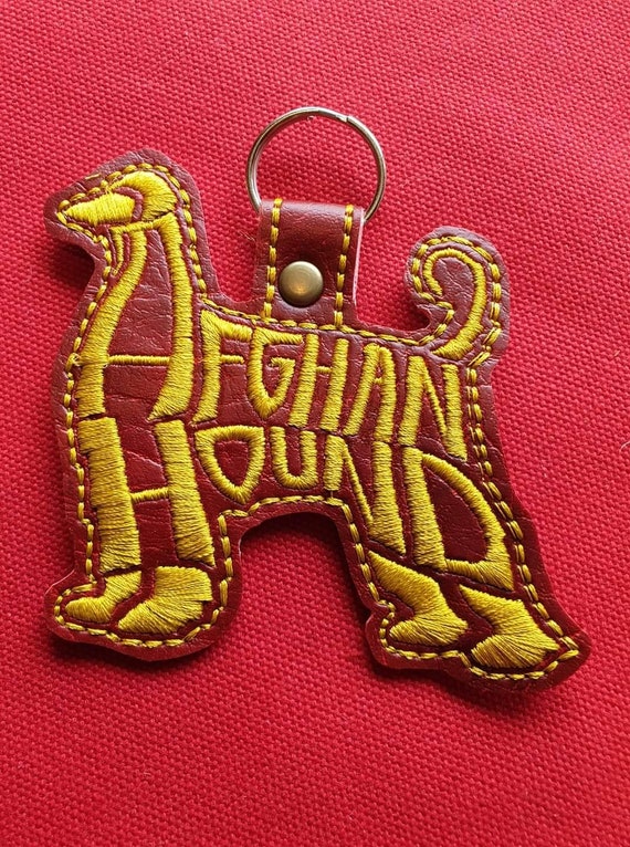 Afghan Hound embroidered keyring key fob key chain embroidered keyring dog keyring