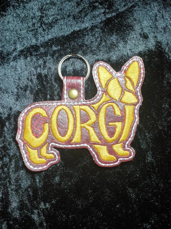 Corgi embroidered keyring ,key fob, key chain, embroidered keyring, Corgi keyring, Corgi dog gift