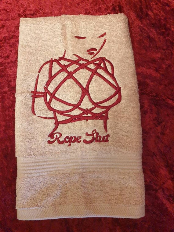 Submissive,Bondage , Kinky Embroidery , hand towel, gothic, halloween embroidered, bathroom decor ,goth bathroom , Sub ,Dom